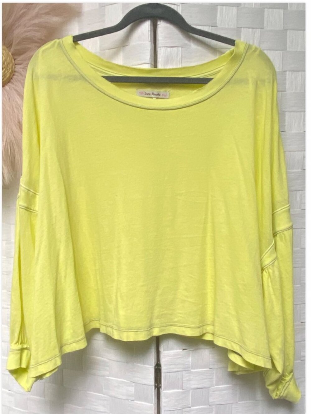 NWOT Free People Boxy Yellow Cotton Top Size M